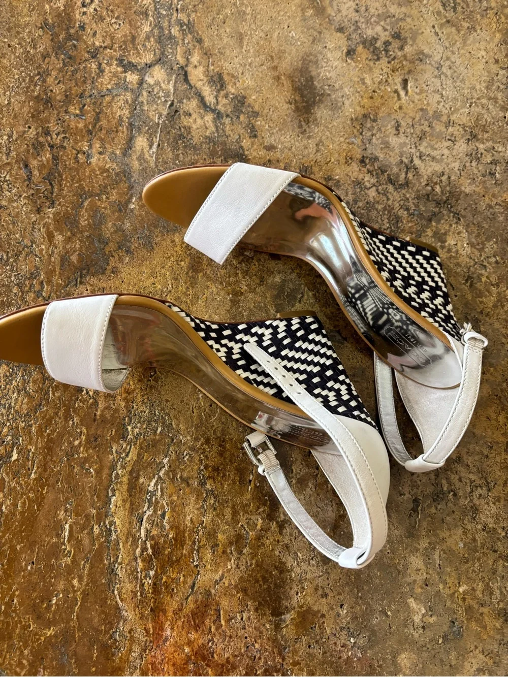 Coach White Leather Open-Toe Ankle Strap Platform Sandals